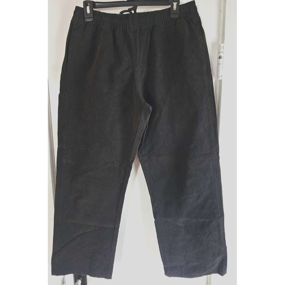 Yeezy YZY x GAP black Elastic waist pull on sateen cargo pants solid Mens L Y2K